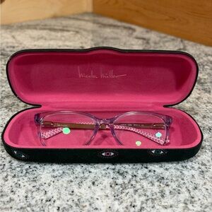 Nicole Miller Pink Purple Eyeglasses with Black Case